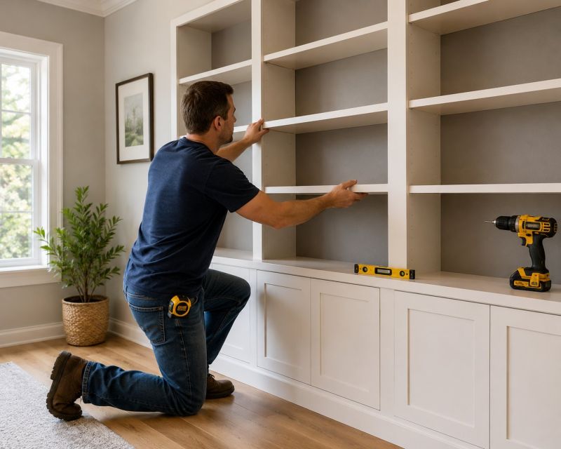 Built In Bookcase Installation in Durham, NC